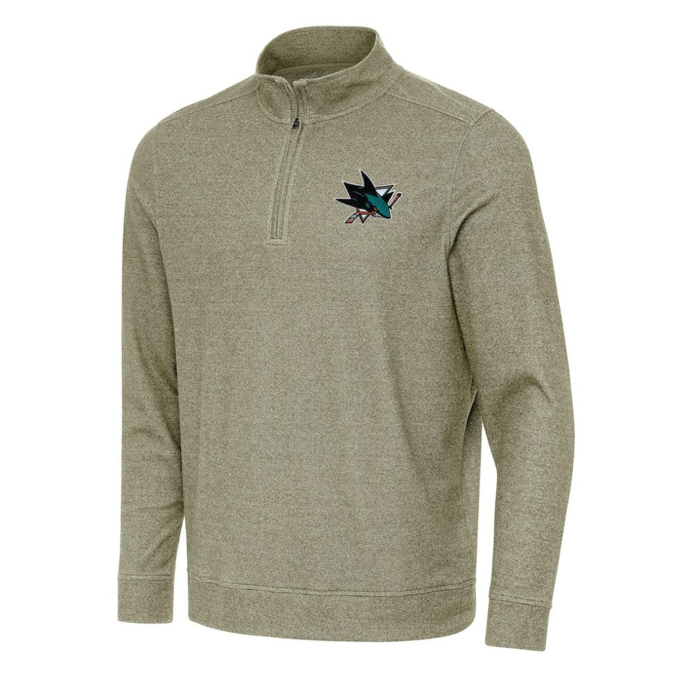 San Jose Sharks Antigua Subtle Quarter-Zip Sweatshirt - Olive | NHL sale