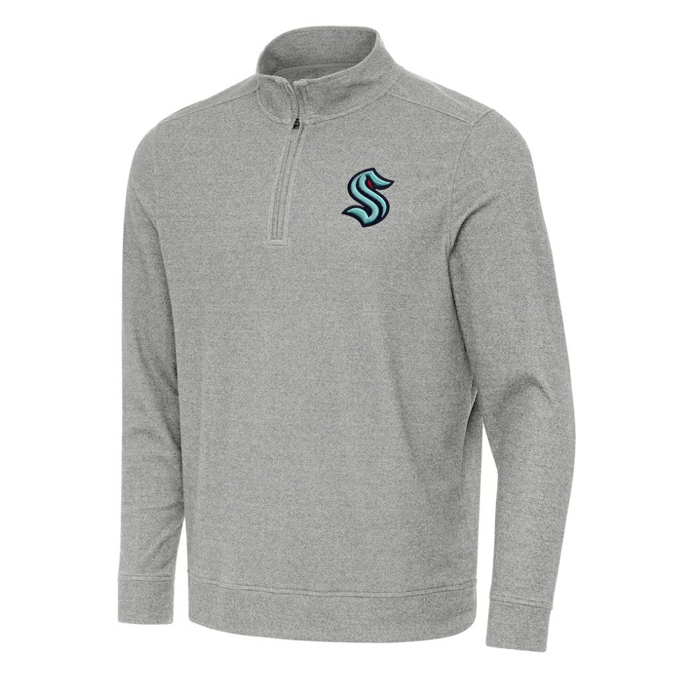 Seattle Kraken Antigua Subtle Quarter-Zip Sweatshirt - Heather Gray | NHL discount