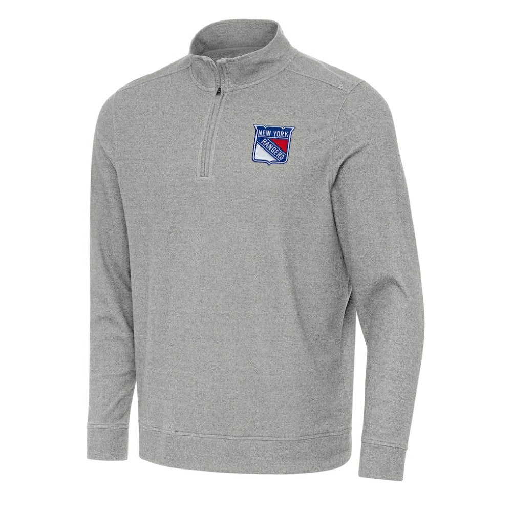 New York Rangers Antigua Subtle Quarter-Zip Sweatshirt - Heather Gray | NHL discount
