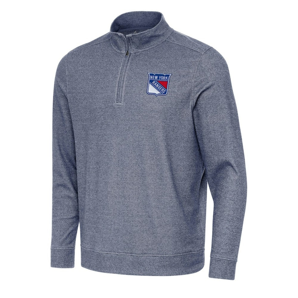 New York Rangers Antigua Subtle Quarter-Zip Sweatshirt - Heather Navy | NHL Clearance