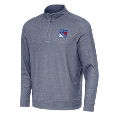 New York Rangers Antigua Subtle Quarter-Zip Sweatshirt - Heather Navy | NHL Clearance
