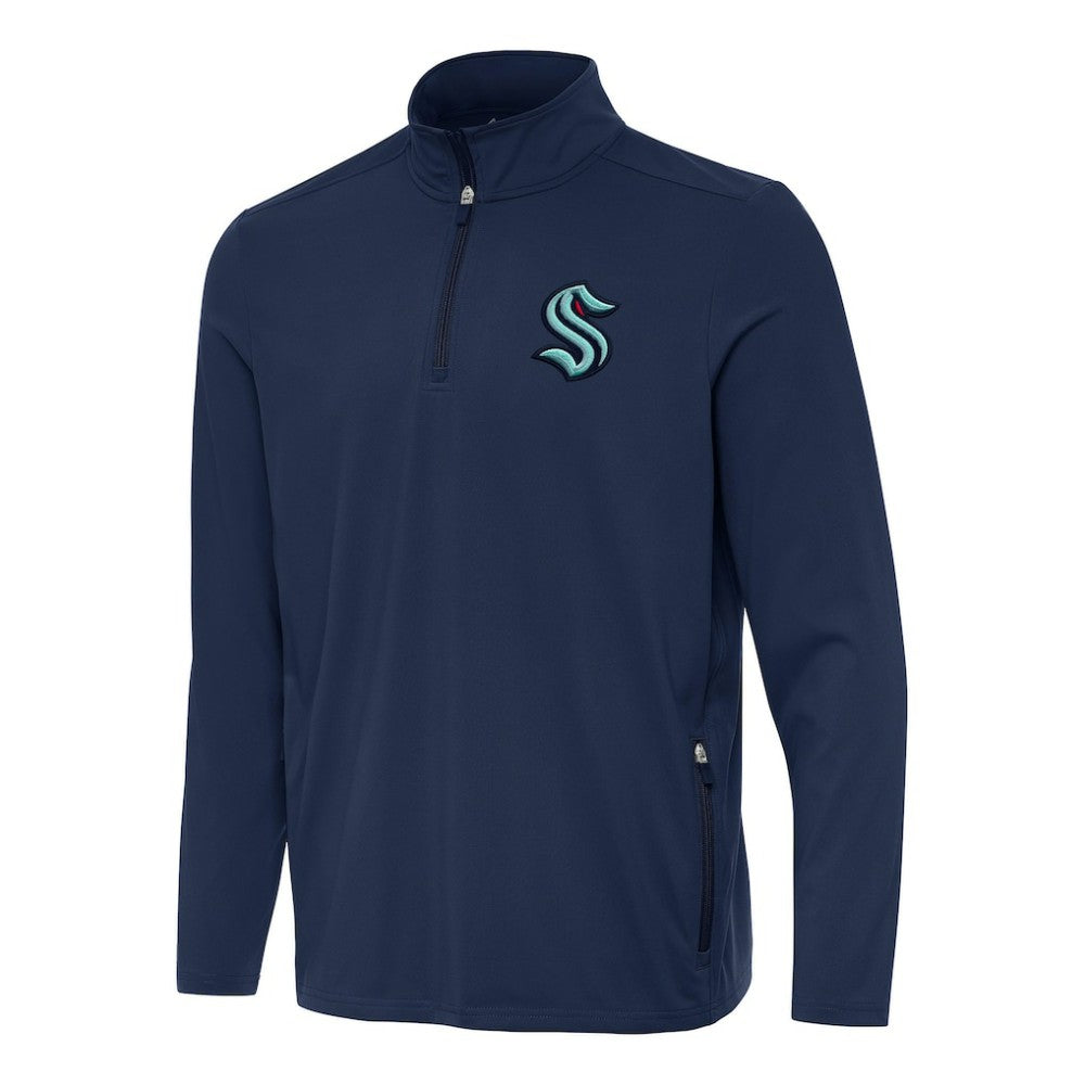 Seattle Kraken Antigua Perilous Quarter-Zip Sweatshirt - Navy | NHL discount
