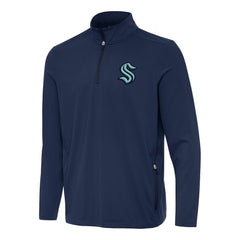 Seattle Kraken Antigua Perilous Quarter-Zip Sweatshirt - Navy | NHL discount