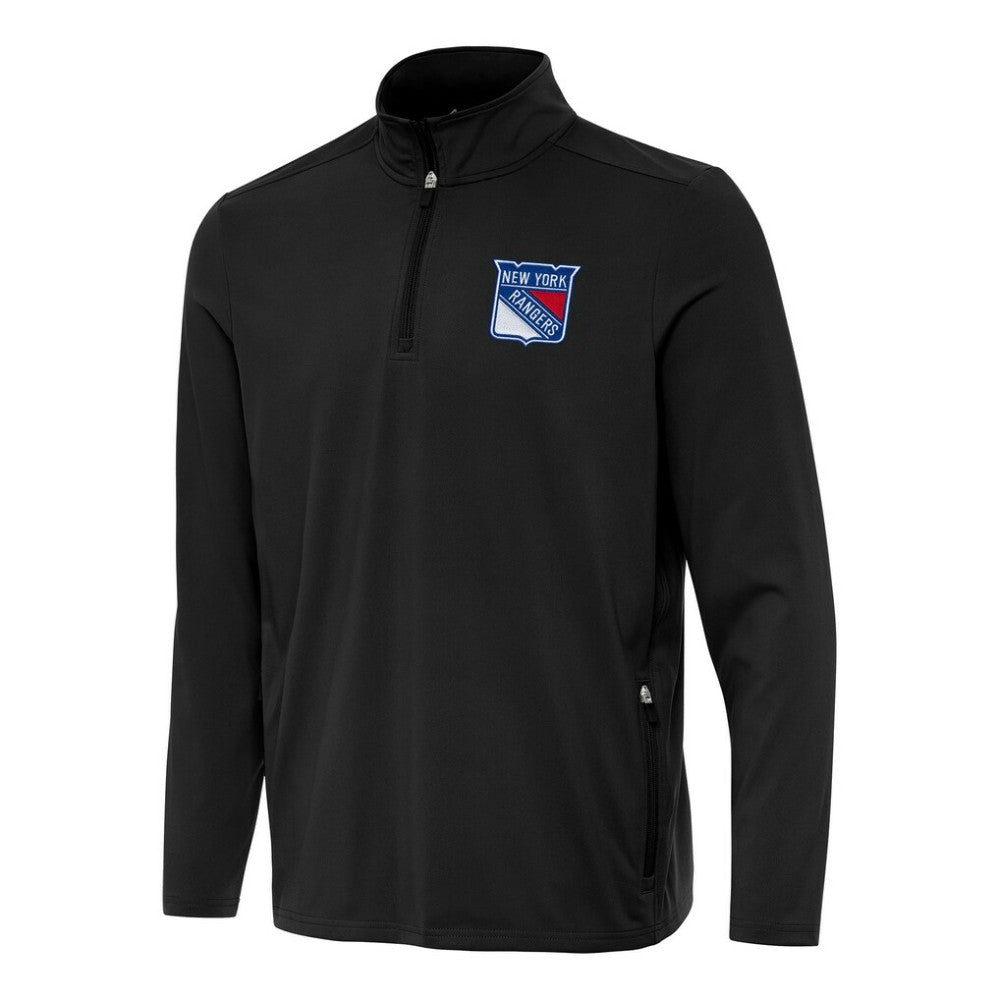 New York Rangers Antigua Perilous Quarter-Zip Sweatshirt - Black | NHL Clearance