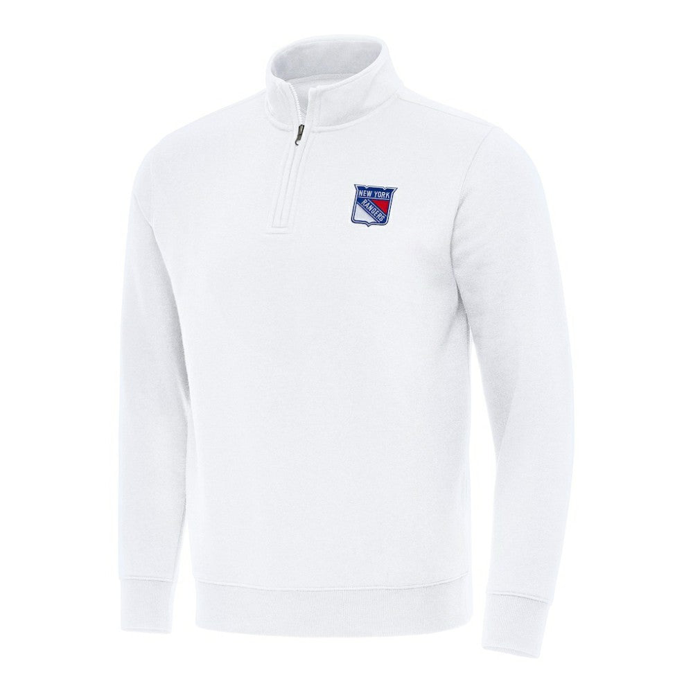 New York Rangers Antigua Victory Quarter-Zip Mock Sweatshirt - White | NHL Clearance