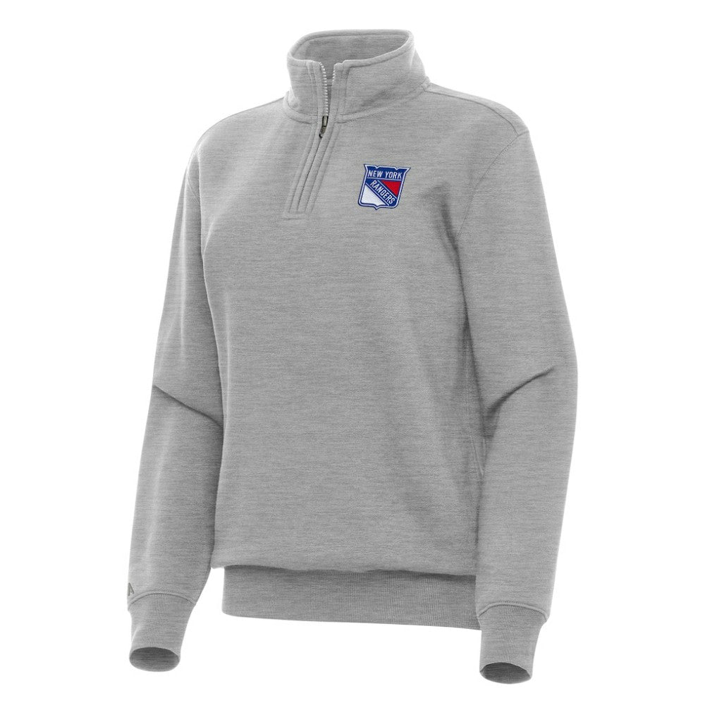 New York Rangers Antigua Women's Victory Quarter-Zip Sweatshirt - Heather Gray | NHL Clearance