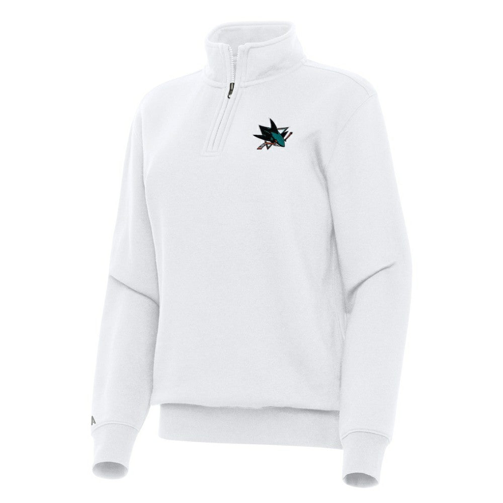 San Jose Sharks Antigua Women's Victory Quarter-Zip Sweatshirt - White | NHL discount