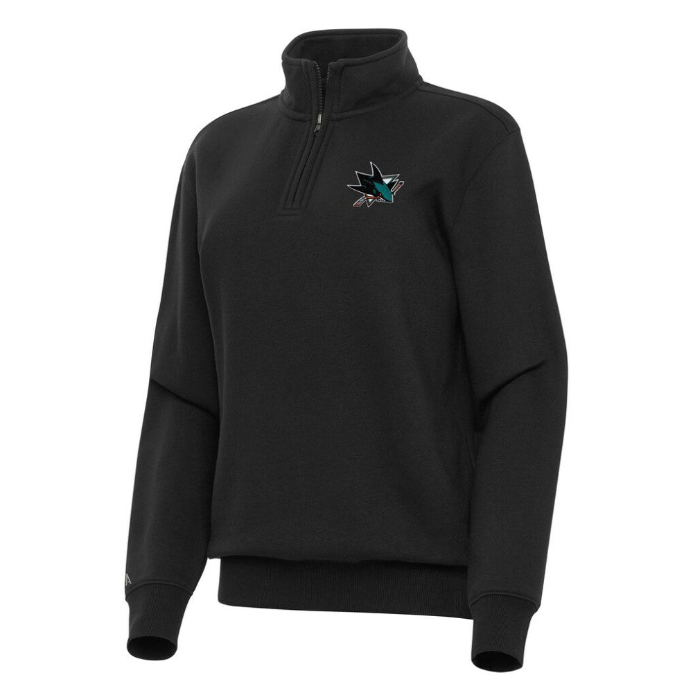 San Jose Sharks Antigua Women's Victory Quarter-Zip Sweatshirt - Black | NHL near me