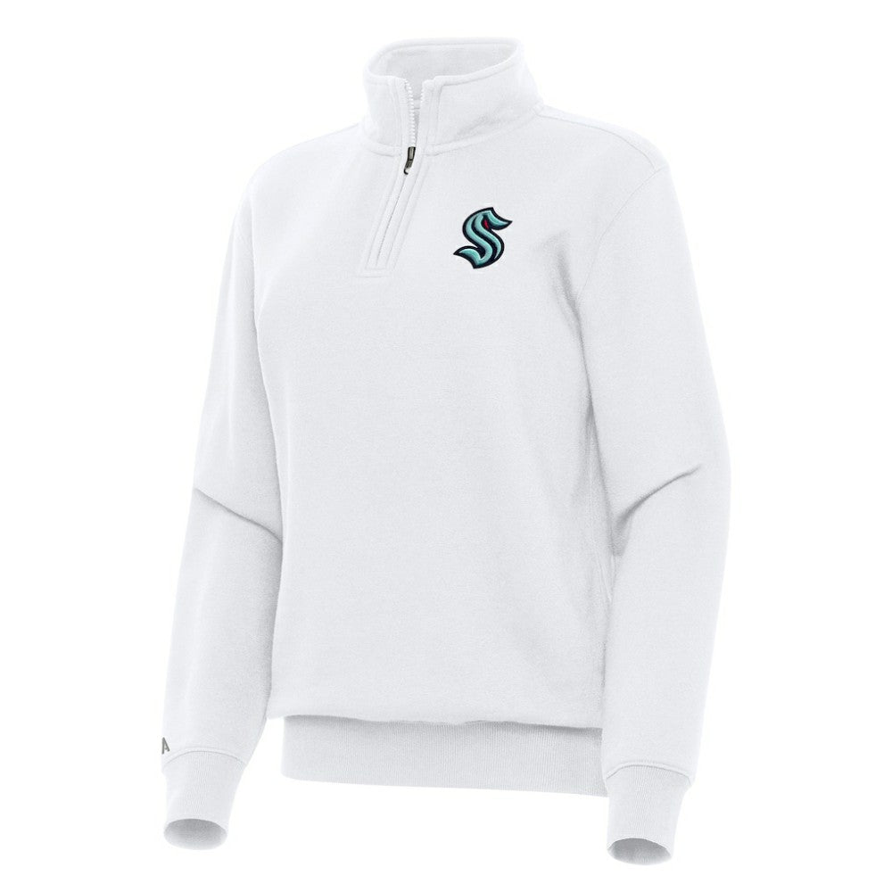 Seattle Kraken Antigua Women's Victory Quarter-Zip Sweatshirt - White | NHL online