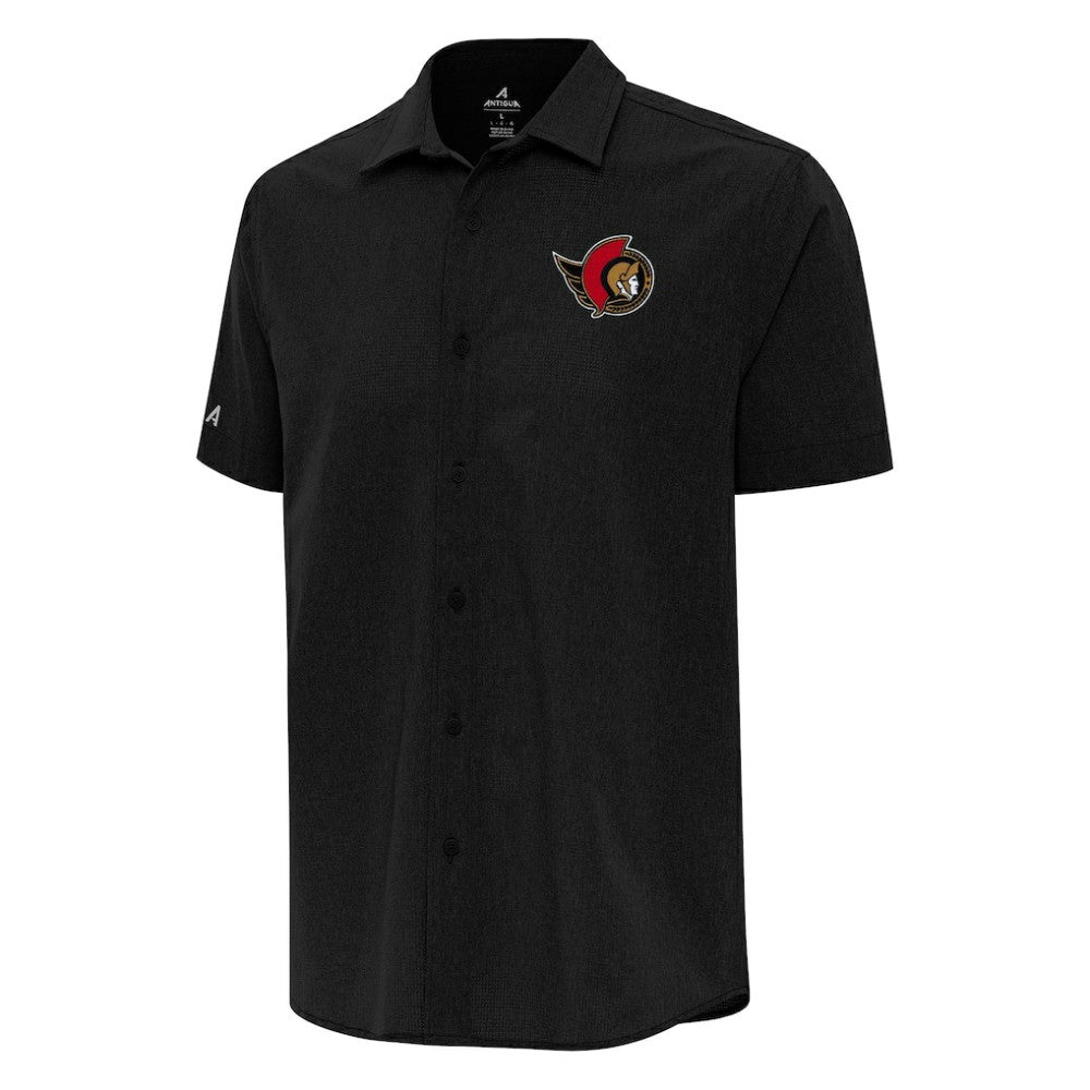 Ottawa Senators Antigua Activate Woven Short Sleeve Button-Up Shirt - Black | NHL on sale