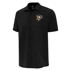 Pittsburgh Penguins Antigua Activate Woven Short Sleeve Button-Up Shirt - Black | NHL sale