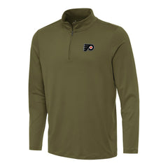 Philadelphia Flyers Antigua Reprocess Quarter-Zip Top - Olive | NHL Clearance