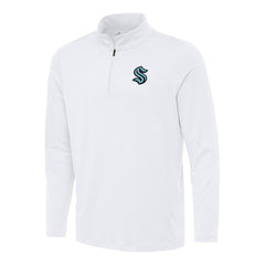 Seattle Kraken Antigua Reprocess Quarter-Zip Top - White | NHL Clearance