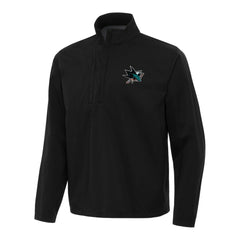 San Jose Sharks Antigua Brisk Quarter-Zip Windbreaker - Black | NHL Clearance