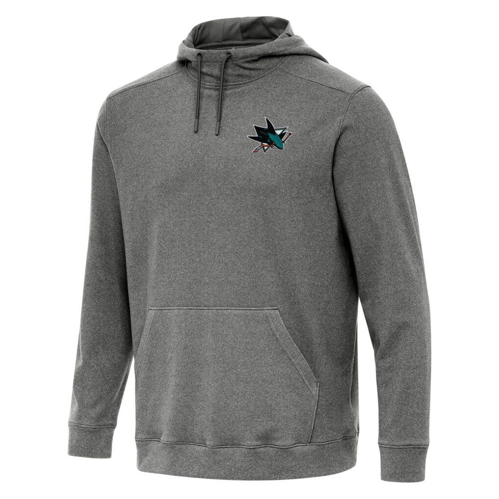 San Jose Sharks Antigua Cloud Pullover Hoodie - Heather Black | NHL Clearance