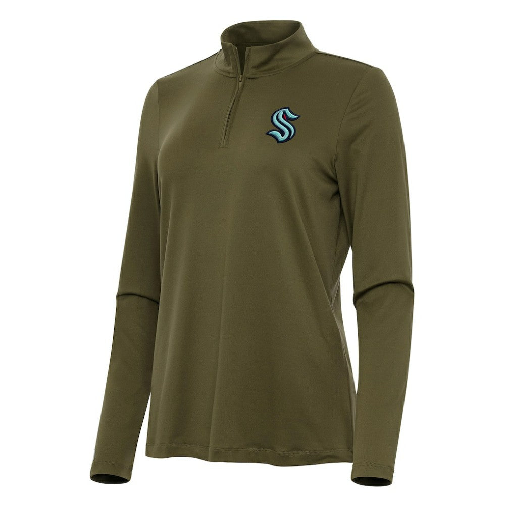 Seattle Kraken Antigua Women's Reprocess Quarter-Zip Top - Olive | NHL sale