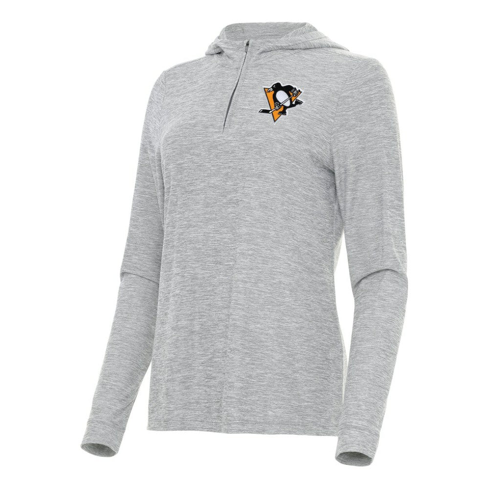 Pittsburgh Penguins Antigua Women's Daybreak Quarter-Zip Hoodie - Heather Gray | NHL on sale