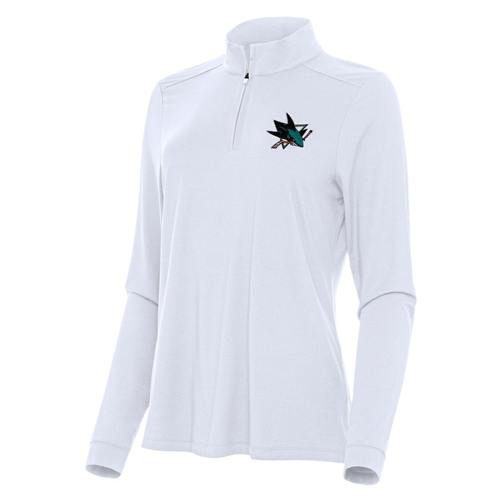 San Jose Sharks Antigua Women's Intent Quarter-Zip Top - White | NHL Lifestyle