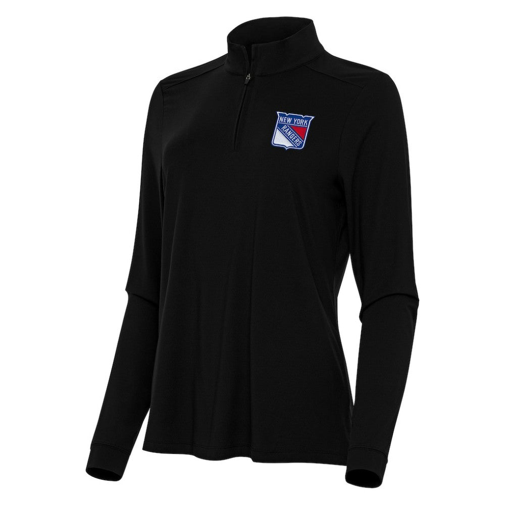 New York Rangers Antigua Women's Intent Quarter-Zip Top - Black | NHL Lifestyle