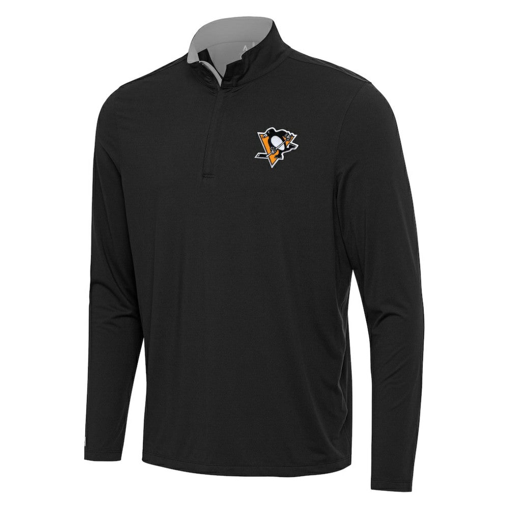 Pittsburgh Penguins Antigua Content Quarter-Zip Pullover Top - Black/Gray | NHL near me