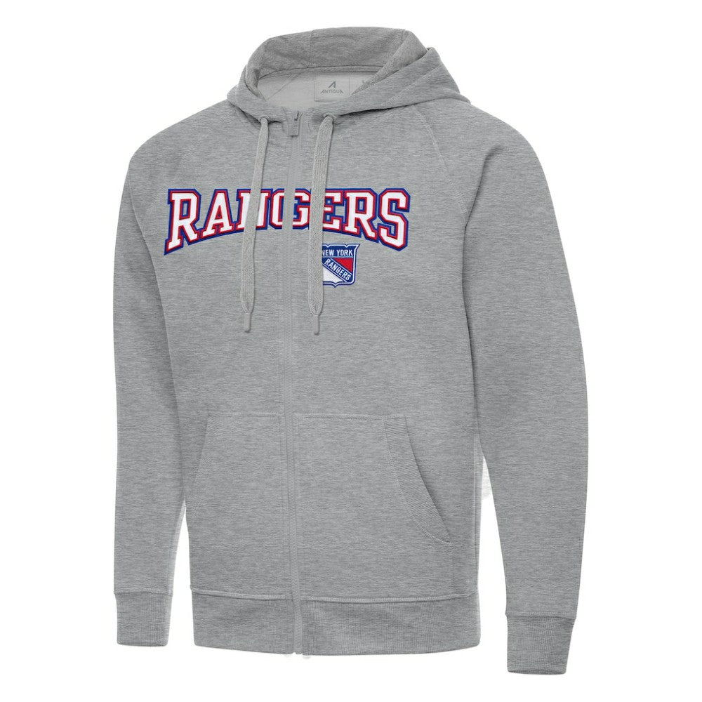 New York Rangers Antigua Big & Tall Victory Full-Zip Hoodie - Heather Gray | NHL Lifestyle
