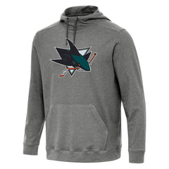 San Jose Sharks Antigua Cloud Pullover Hoodie - Heather Black | NHL Clearance