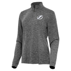 Tampa Bay Lightning Antigua Women's Mentor Quarter-Zip Mock Long Sleeve Top - Heather Black | NHL Lifestyle