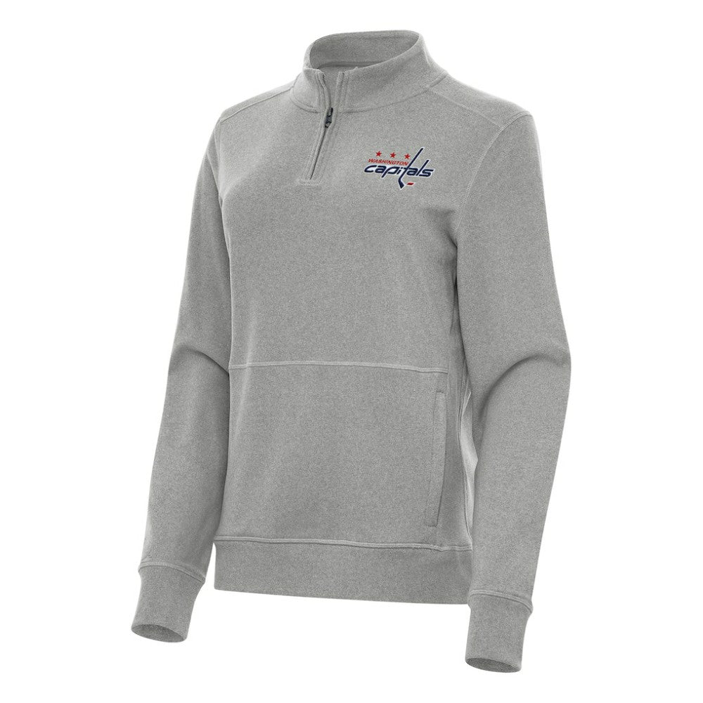 Washington Capitals Antigua Women's Crush Quarter-Zip Fleece Sweatshirt - Heather Gray | NHL near me