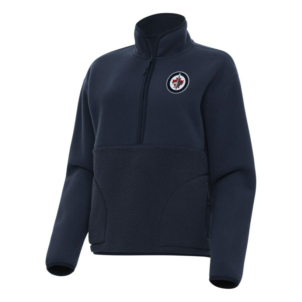 Winnipeg Jets Antigua Women's Figure Half-Zip Pullover Sweatshirt - Navy | NHL Clearance