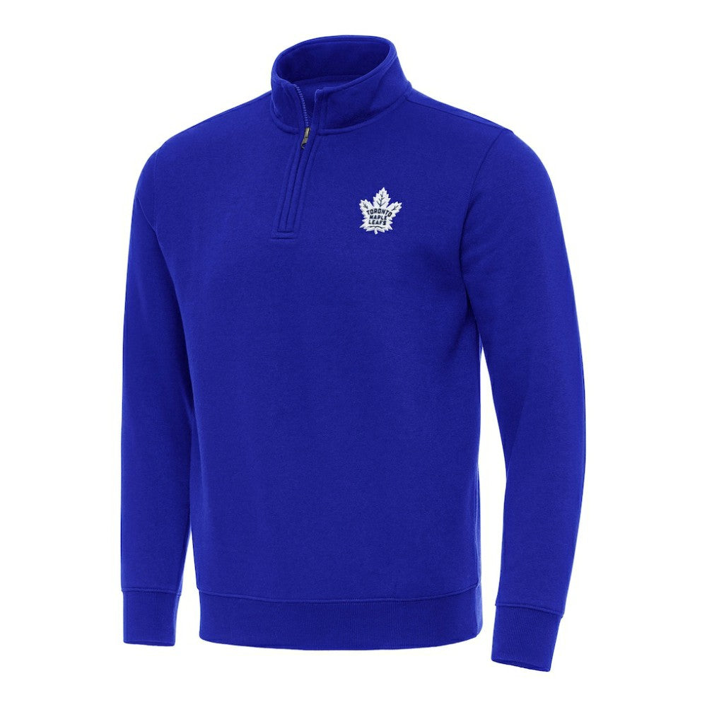 Toronto Maple Leafs Antigua Victory Quarter-Zip Mock Sweatshirt - Blue | NHL Lifestyle