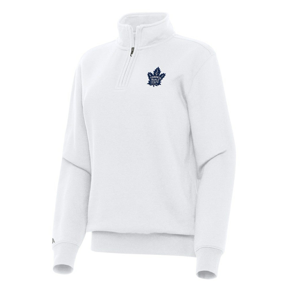 Toronto Maple Leafs Antigua Women's Victory Quarter-Zip Sweatshirt - White | NHL Lifestyle