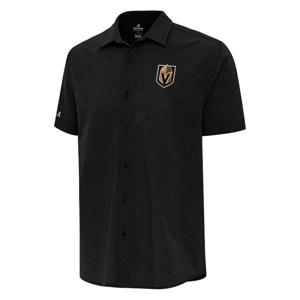 Vegas Golden Knights Antigua Activate Woven Short Sleeve Button-Up Shirt - Black | NHL discount