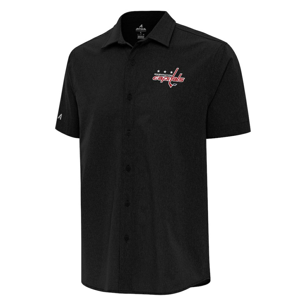 Washington Capitals Antigua Activate Woven Short Sleeve Button-Up Shirt - Black | NHL near me