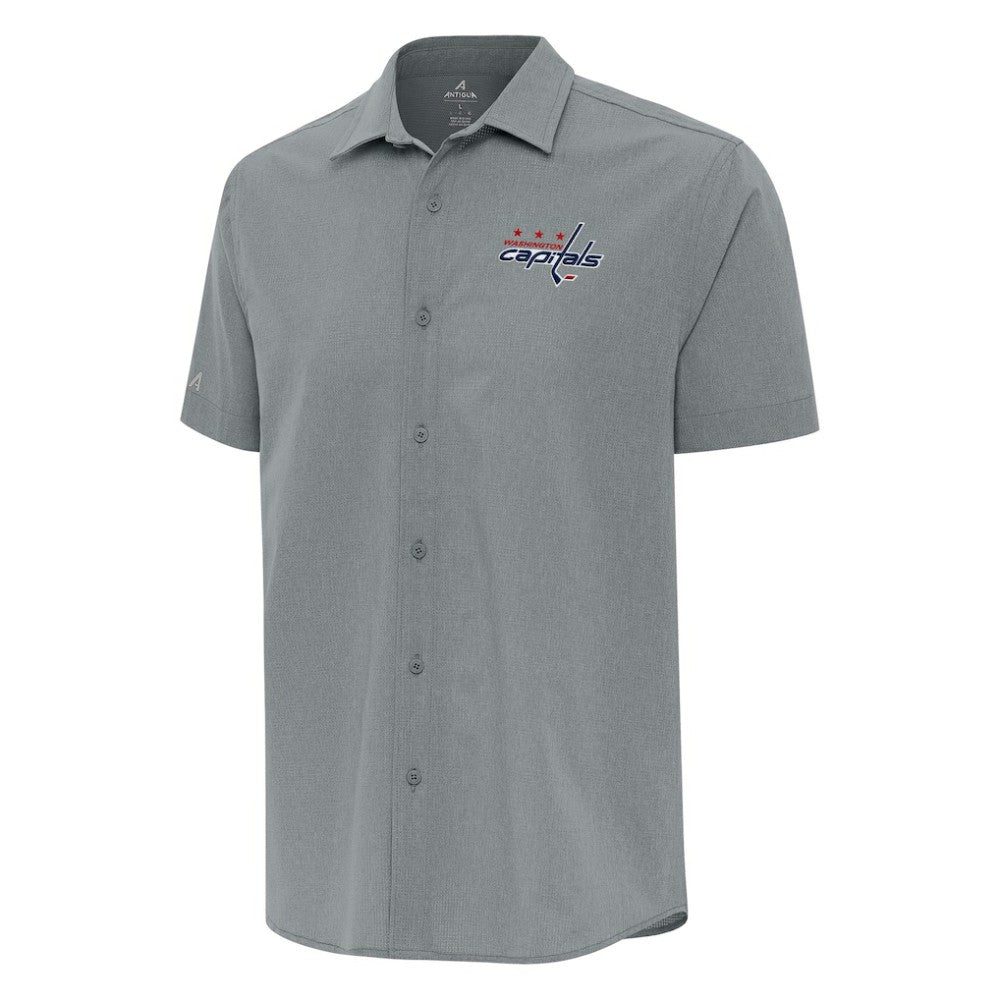 Washington Capitals Antigua Activate Woven Short Sleeve Button-Up Shirt - Gray | NHL discount