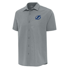 Tampa Bay Lightning Antigua Activate Woven Short Sleeve Button-Up Shirt - Gray | NHL on sale