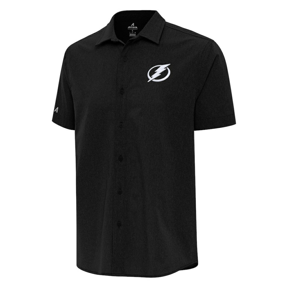 Tampa Bay Lightning Antigua Activate Woven Short Sleeve Button-Up Shirt - Black | NHL online