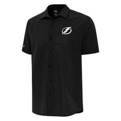Tampa Bay Lightning Antigua Activate Woven Short Sleeve Button-Up Shirt - Black | NHL online