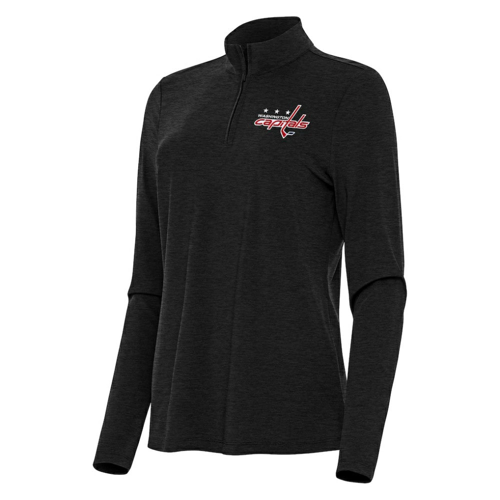 Washington Capitals Antigua Women's Bright Quarter-Zip Top - Heather Black | NHL Lifestyle