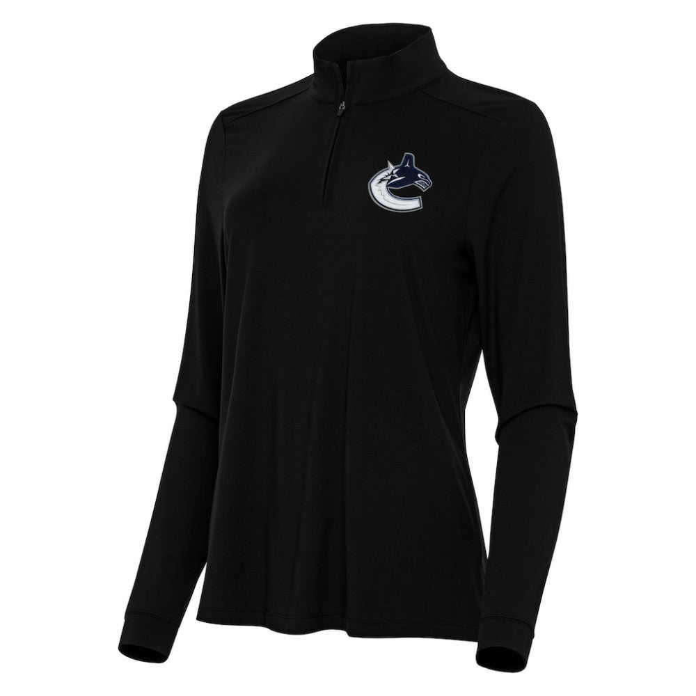 Vancouver Canucks Antigua Women's Intent Quarter-Zip Top - Black | NHL near me