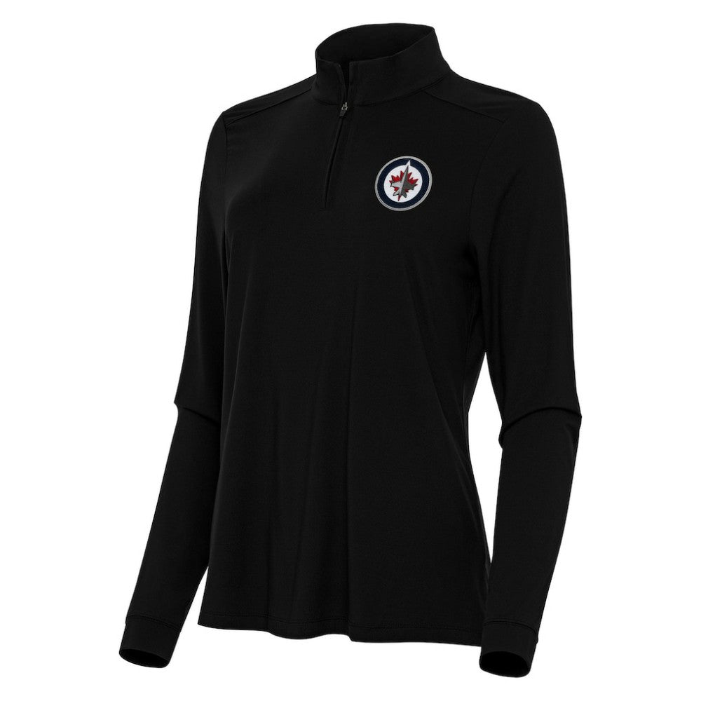 Winnipeg Jets Antigua Women's Intent Quarter-Zip Top - Black | NHL Lifestyle
