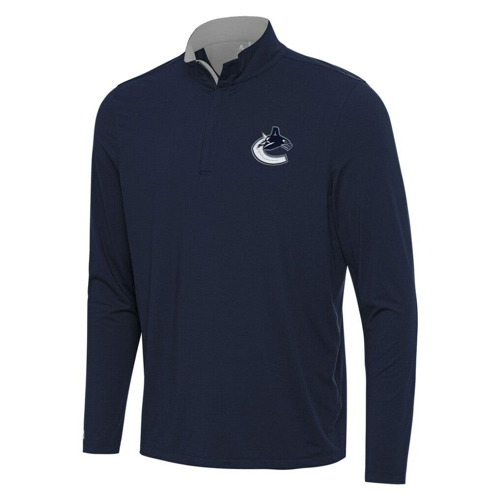 Vancouver Canucks Antigua Content Quarter-Zip Pullover Top - Navy/Gray | NHL online