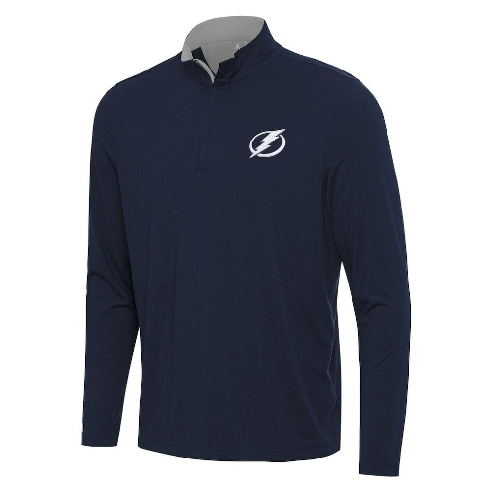 Tampa Bay Lightning Antigua Content Quarter-Zip Pullover Top - Navy/Gray | NHL on sale