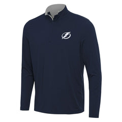 Tampa Bay Lightning Antigua Content Quarter-Zip Pullover Top - Navy/Gray | NHL on sale