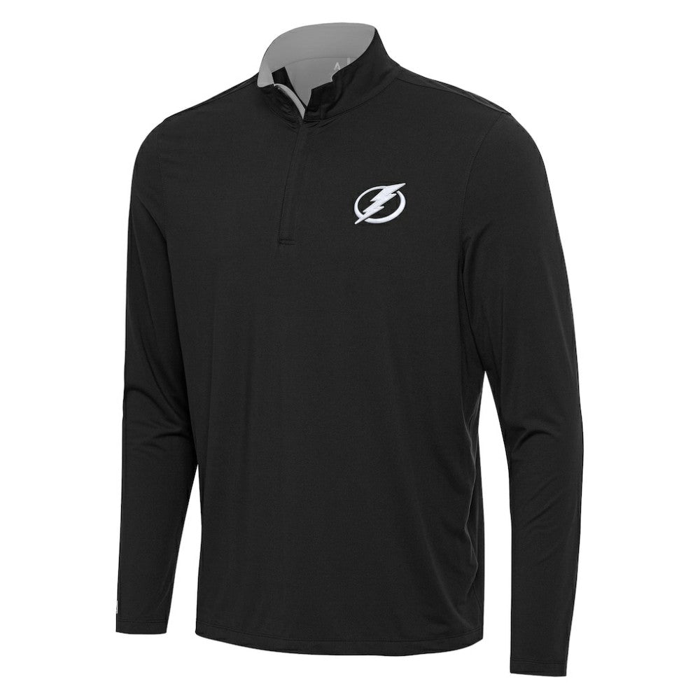 Tampa Bay Lightning Antigua Content Quarter-Zip Pullover Top - Black/Gray | NHL on sale