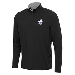 Toronto Maple Leafs Antigua Content Quarter-Zip Pullover Top - Black/Gray | NHL Lifestyle