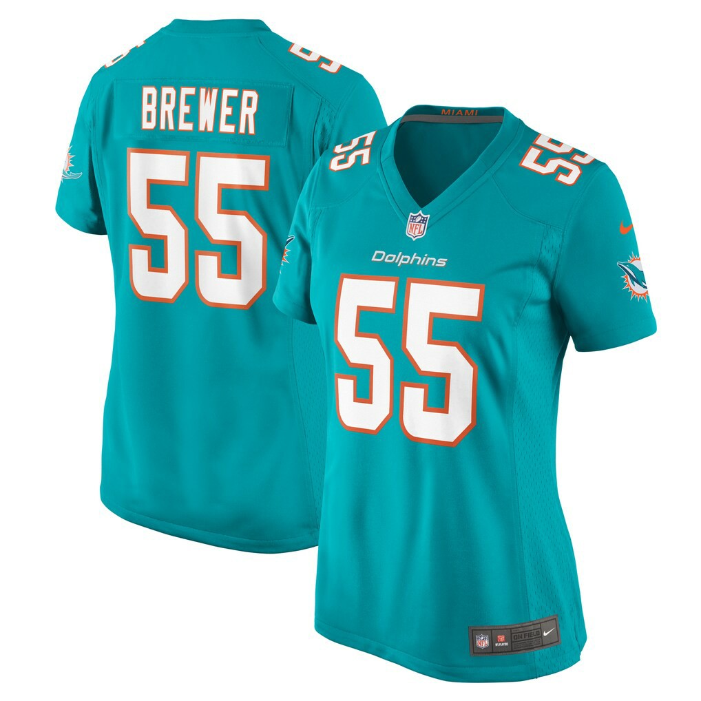 Aaron Brewer Miami Dolphins Women's Game Jersey - Aqua - Nike