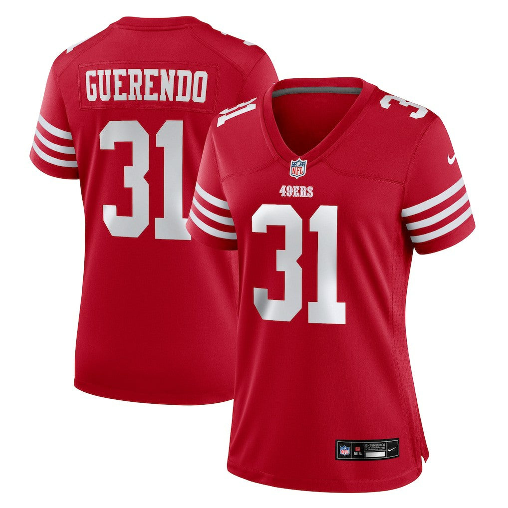 Isaac Guerendo San Francisco 49ers Women's Team Game Jersey - Scarlet - Nike