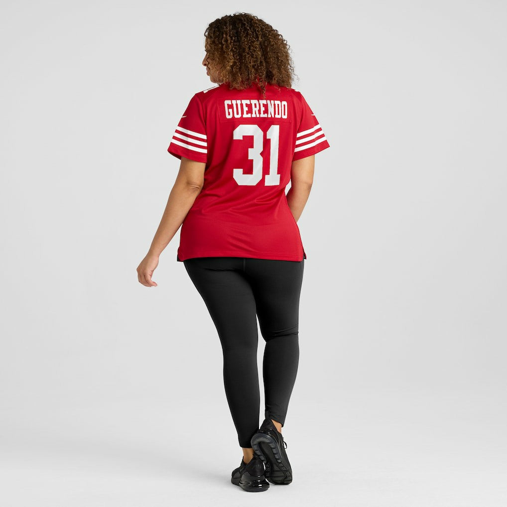 Isaac Guerendo San Francisco 49ers Women's Team Game Jersey - Scarlet - Nike