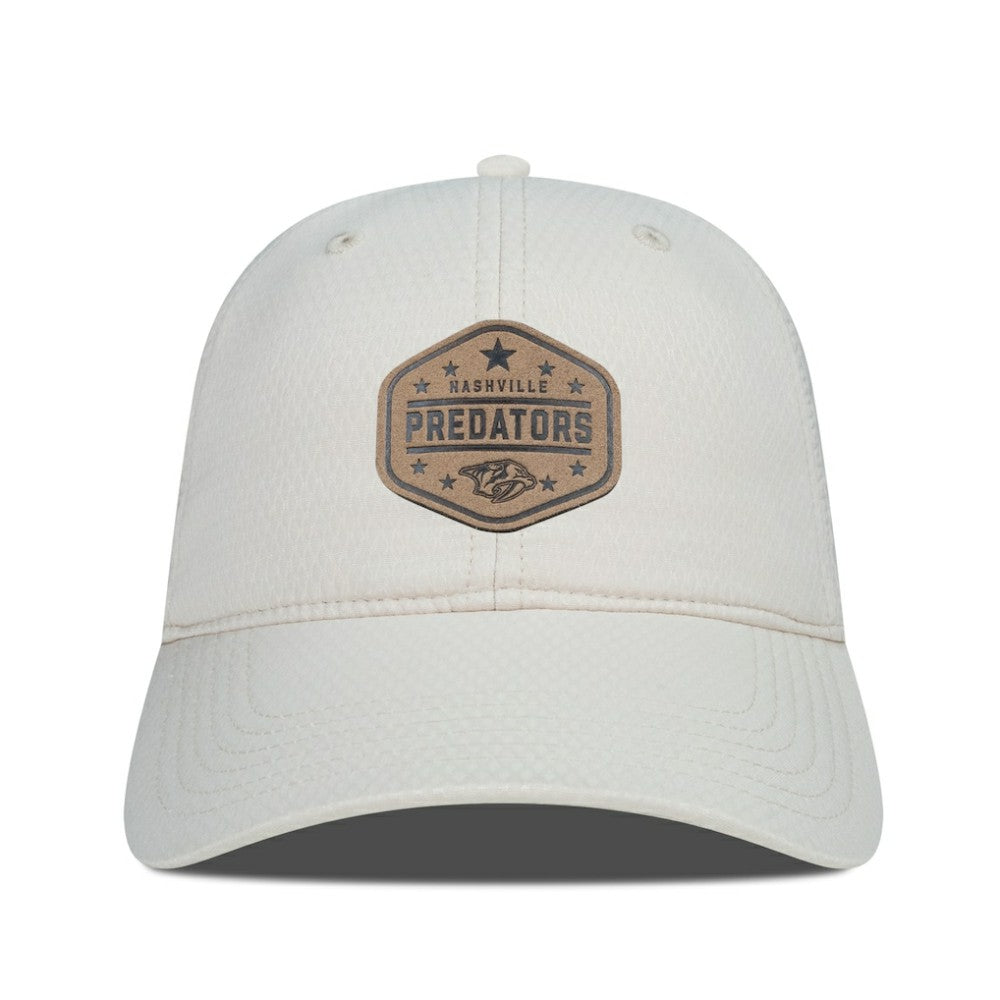 Nashville Predators Men's Levelwear Faux Leather Patch Unstructured Adjustable Hat - Cream | NHL online