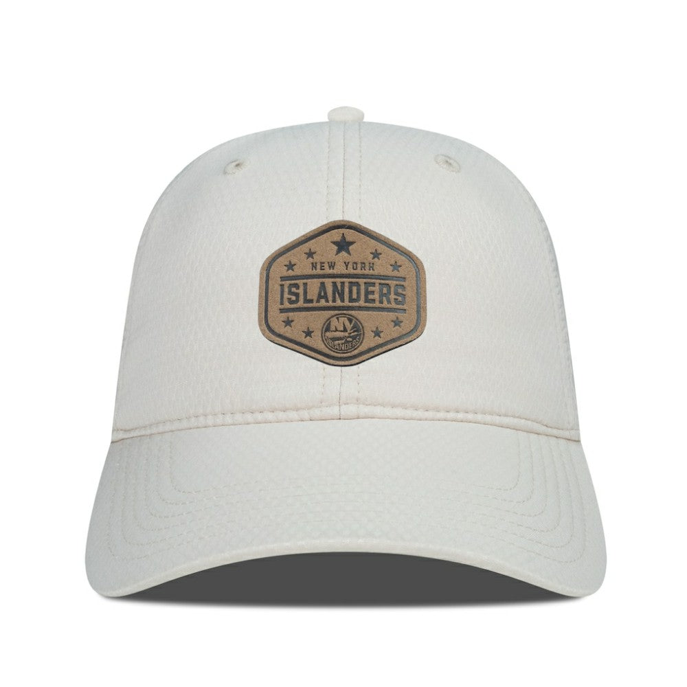 New York Islanders Men's Levelwear Faux Leather Patch Unstructured Adjustable Hat - Cream | NHL online